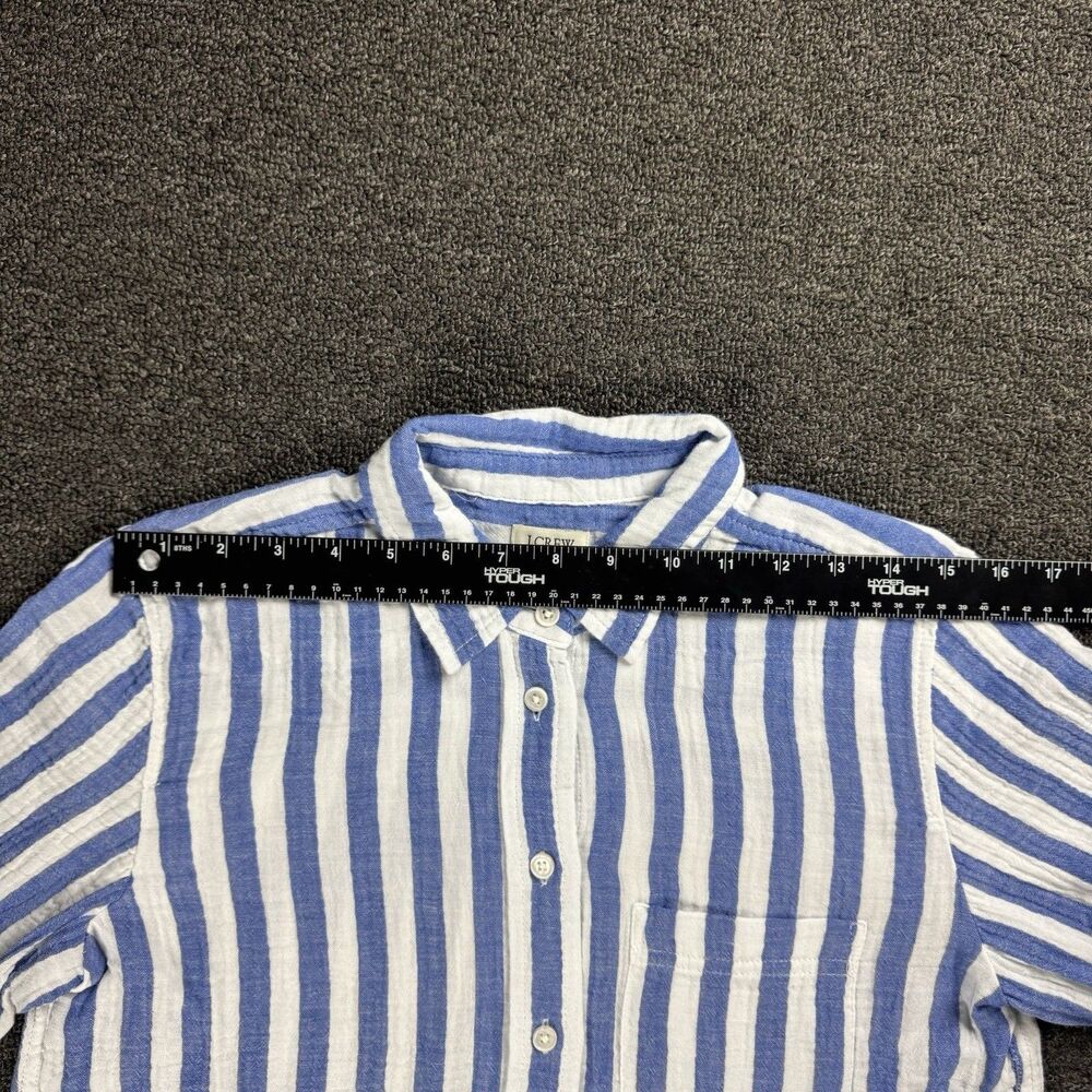 J.Crew Factory Womens Sz XS Striped Gauze Button Up Shirt Blue White Coastal - Picture 4 of 11